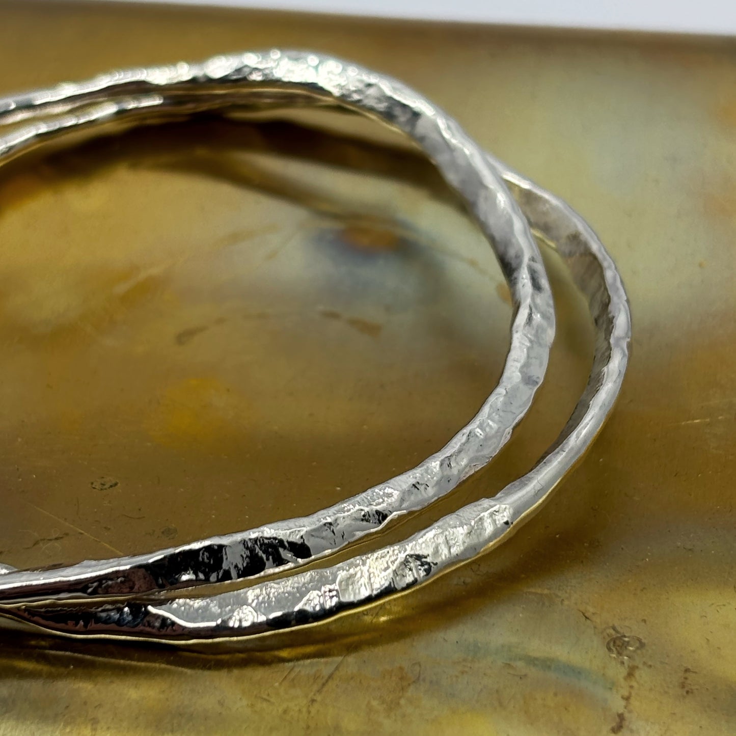 Spiral hammered bangle